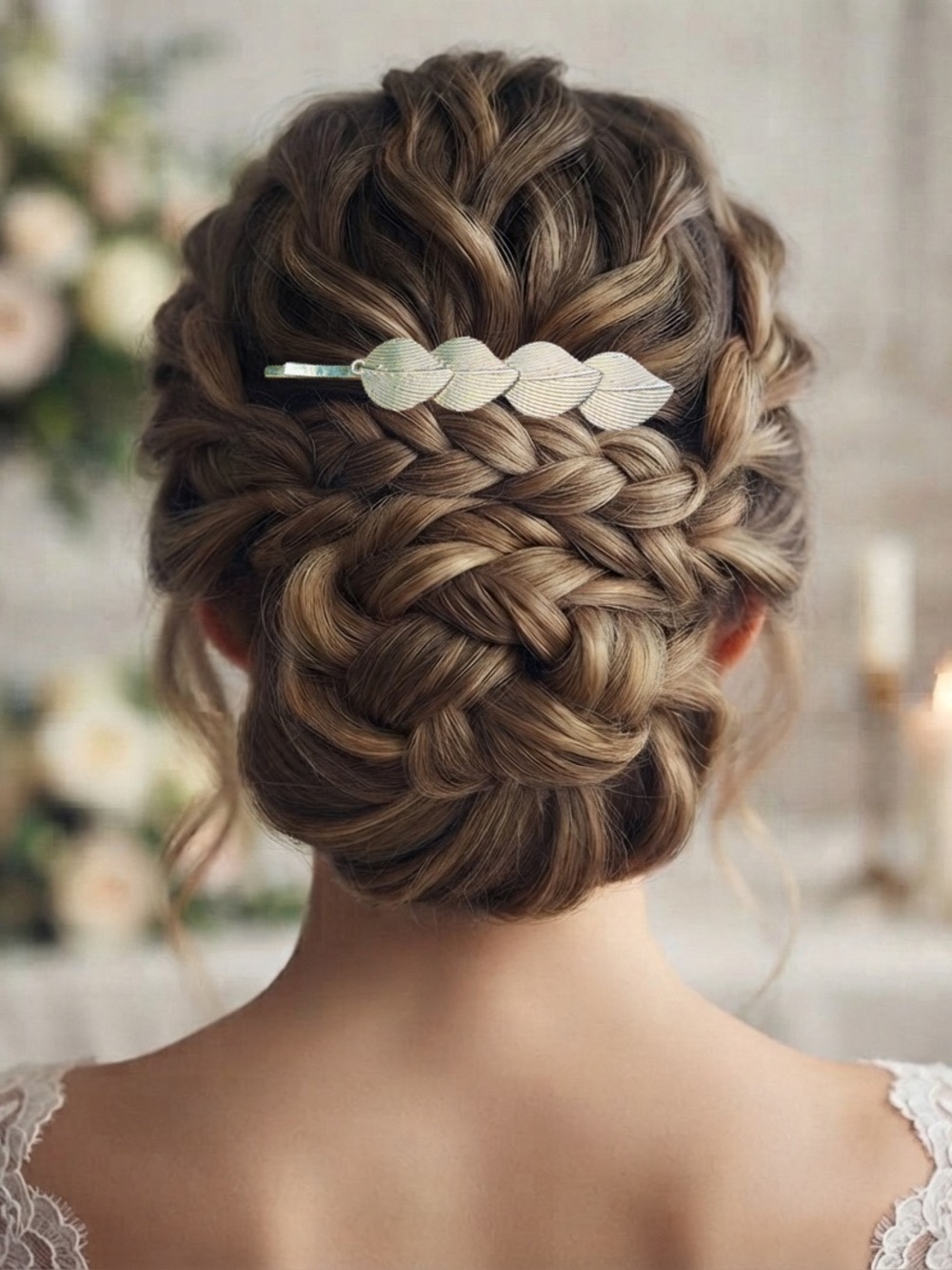 Silver Leaf Link Hair Clip - Women Accessories